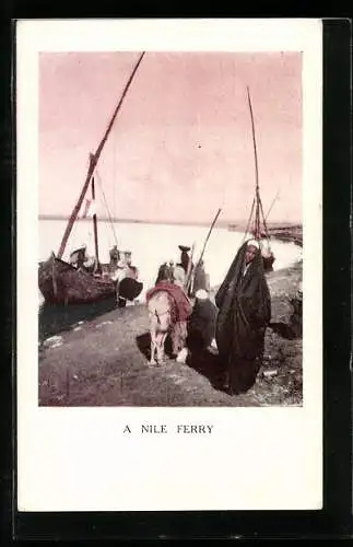 AK Belebte Szene an einer Fähre am Nil