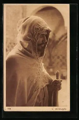 AK L`aveugle, Blinder Araber in Kutte