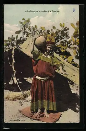AK Bédouine se rendant à la Fontaine