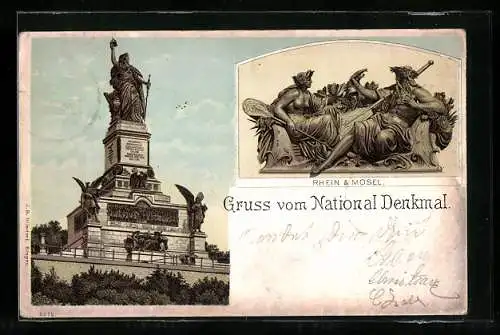 AK Niederwalddenkmal, Allegorische Figuren Rhein und Mosel