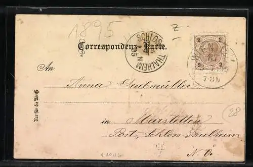 Vorläufer-Lithographie Wien, 1895, St. Stefanskirche, Stadtwappen