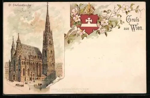 Vorläufer-Lithographie Wien, 1892, An der St. Stefanskirche