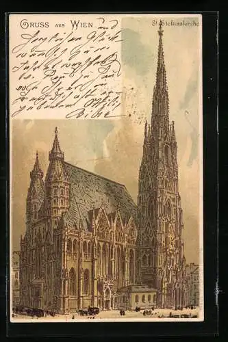 Künstler-AK Wien, Ansicht der St. Stefanskirche
