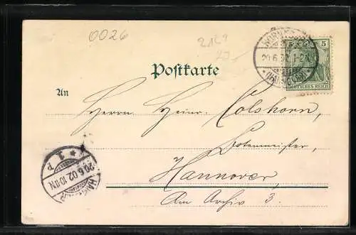 Lithographie Altenlande, Ortspartie zur Zeit der Kirschblüte