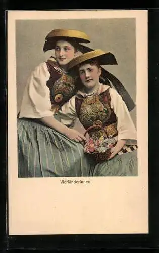 AK Zwei Vierländerinnen in Trachtenkleidung
