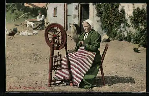 AK An Irish woman on the spinning wheel