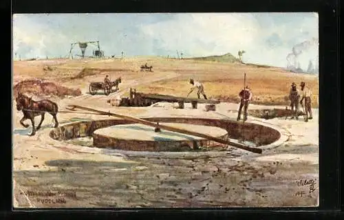 Künstler-AK Australian Mining, Puddling