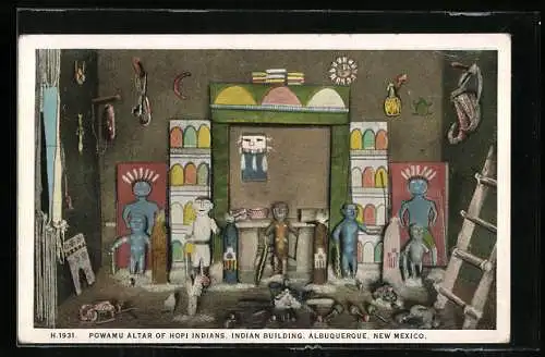 AK Albuquerque, NM, Powamu Altar of Hopi Indians, Indian Building