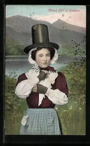 AK Welsh Girl in Costume, Frau in europäischer Tracht