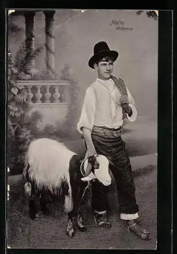 AK Malta, Milkman mit Ziege