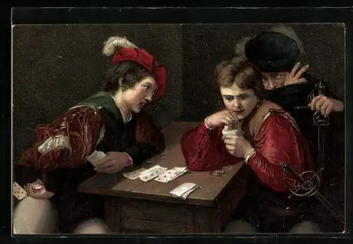 AK Der Falschspieler, Gemälde von Caravaggio