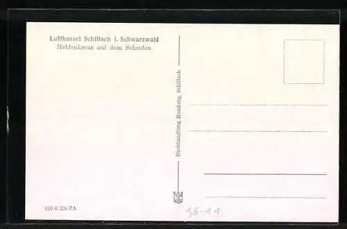 AK Schiltach i. Schwarzwald, Heldenkreuz auf dem Schrofen