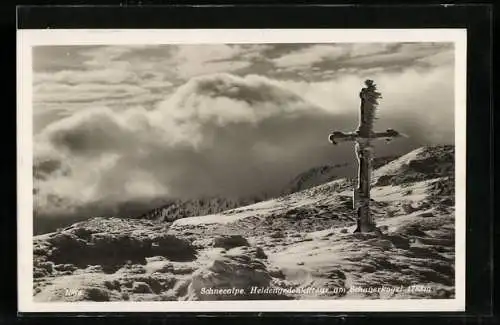 AK Schneealpe, Heldengedenkkreuz am Schauerkogel