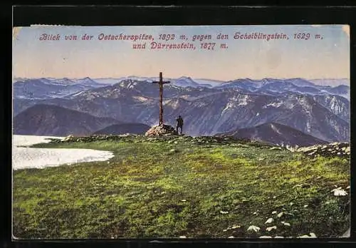 AK Gipfelkreuz auf der Oetscherspitze mit Scheiblingstein und Dürrenstein