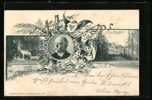 AK Friedrichsruh, Schloss Friedrichsruh, Otto von Bismarck 1870-1871, Hirschdenkmal