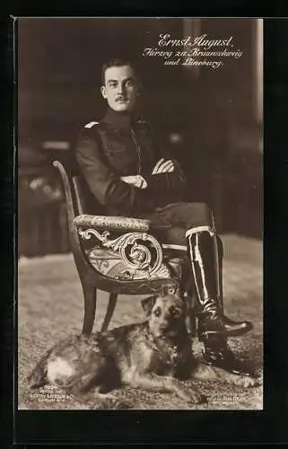 AK Ernst August Herzog von Braunschweig mit seinem treuen Hund