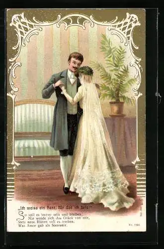 Lithographie Ich weiss ein Herz, für das ich bete, Hochzeitspaar