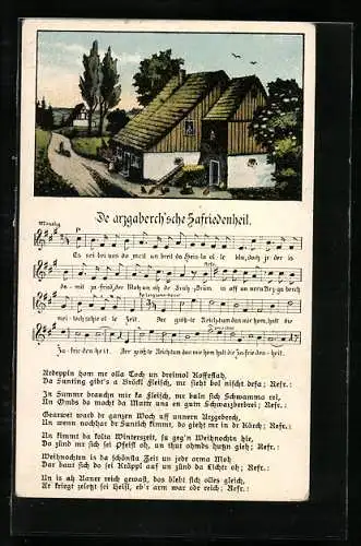 Lied-AK De arzgaberch`sche Zafriedenheit, Strasse im Ort mit Haus im Vordergrund