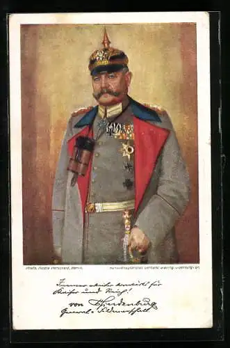 AK Portrait Paul von Hindenburg mit Pickelhaube in Uniform
