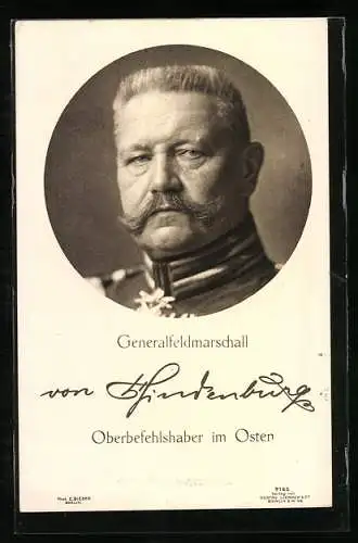 AK Portrait von Generalfeldmarschall Paul von Hindenburg