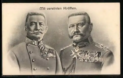 AK Paul von Hindenburg und Ludendorff in Uniformen mit Orden