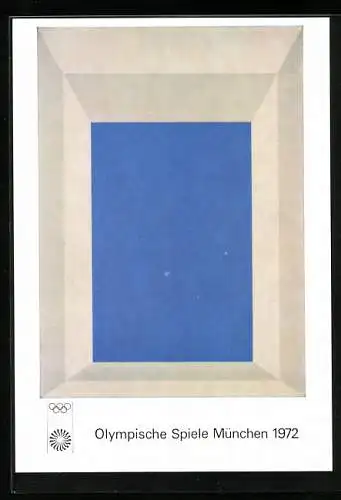 Künstler-AK München, Olympische Spiele 1972, Poster von Josef Albers, blaues Fenster
