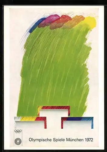 Künstler-AK München, Olympische Spiele 1972, Olympia Poster von R. Smith, Bruckmanns Bildkarte Nr. 615