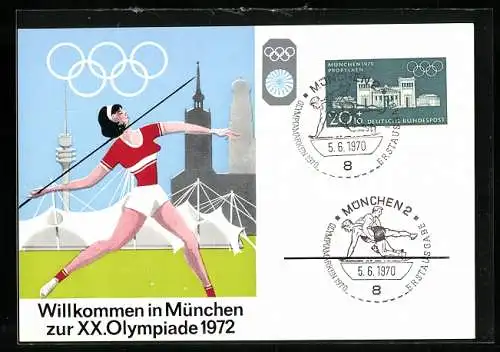 AK München, XX. Olympiade 1972, Frauen Speer-Weitwurf