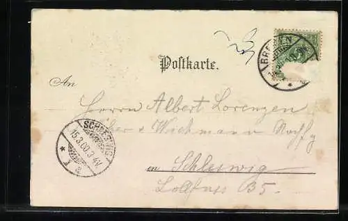 Lithographie Bremen, Ansicht vom Rathaus