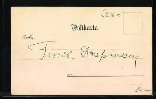 Künstler-Lithographie Bad Reichenhall, Ortsansicht mit Mutter und Kind