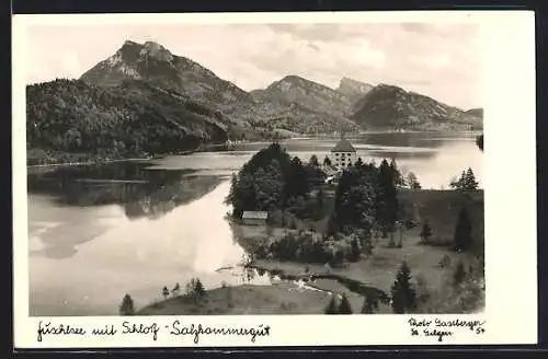 AK Fuschl /Salzkammergut, Schloss Fuschl mit Fuschlsee aus der Vogelschau