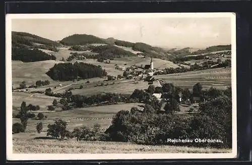 AK Reichenau /Oberdonau, Ortsansicht von einer Anhöhe