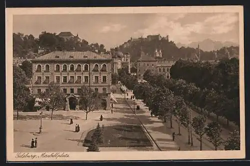 AK Salzburg, Mirabellplatz aus der Vogelschau