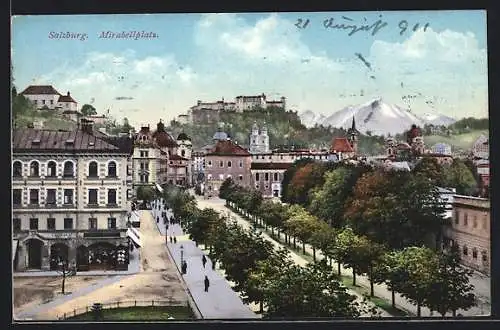 AK Salzburg, Mirabellplatz mit Geschäften