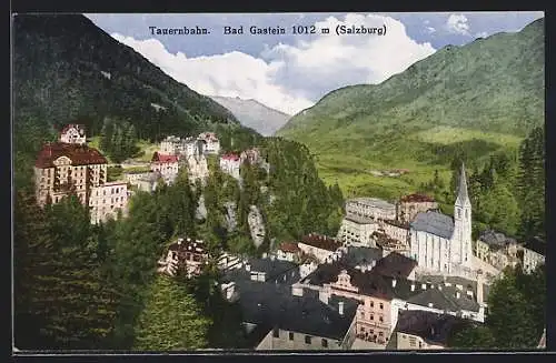 AK Bad Gastein, Ortsansicht mit Talblick