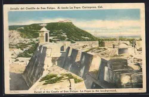 AK Cartagena, Detalle del Castillo de San Felipe, Al fondo La Popa