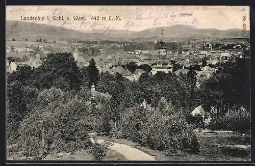 AK Landeshut i. Schl., Ortsansicht mit Glockenturm