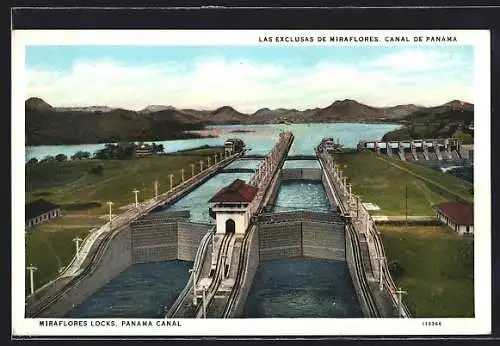 AK Miraflores Locks, Panama Canal, Gesamtansicht der Schleusen