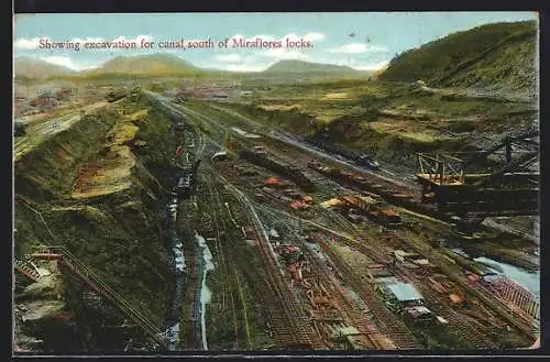 AK Miraflores, Showing excavation for canal, south of Miraflores locks