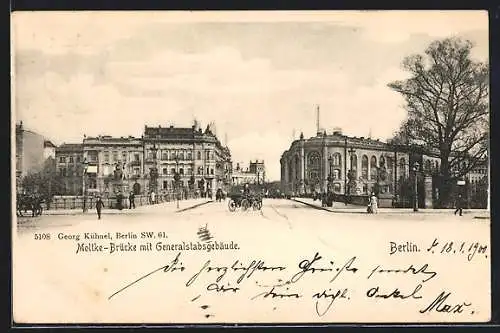 AK Berlin-Tiergarten, Moltke-Brücke mit Generalstabsgebäude