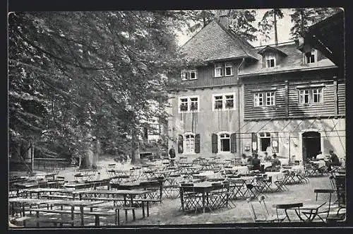 AK Bad Schandau, Aussenbereich des Restaurants auf dem Kuhstall