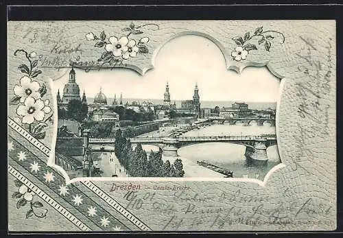 AK Dresden, Teilansicht mit Carola-Brücke