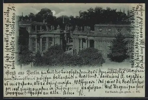 Mondschein-AK Berlin, Schloss Monbijou an der Oranienburger Strasse