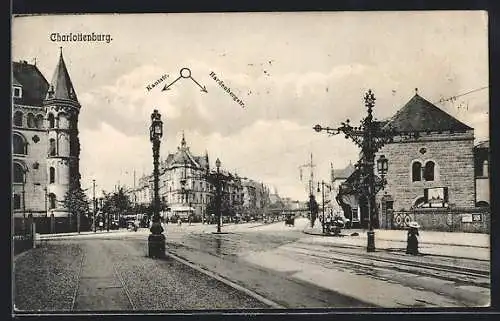 AK Berlin-Charlottenburg, Strasseneck Kantstrasse und Hardenbergstrasse mit Passanten
