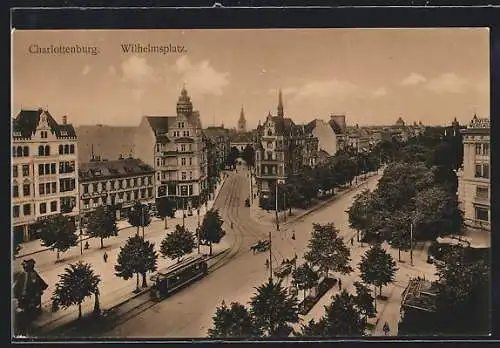 AK Berlin-Charlottenburg, Wilhelmsplatz mit Strassenbahn