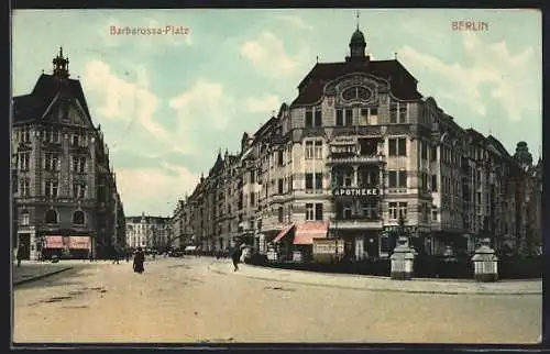 AK Berlin-Schöneberg, Barbarossa-Platz mit Apotheke