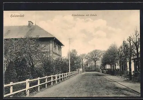 AK Halstenbek, Schulstrasse mit Schule