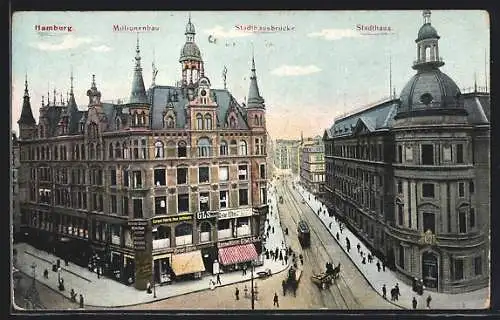 AK Hamburg-Neustadt, Millionenbau, Stadthausbrücke, Stadthaus