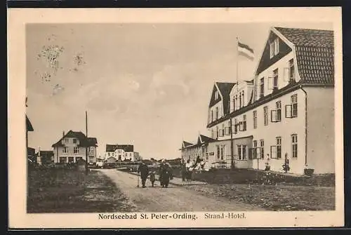 AK St. Peter-Ording, Nordseebad, Strassenpartie mit Strand-Hotel