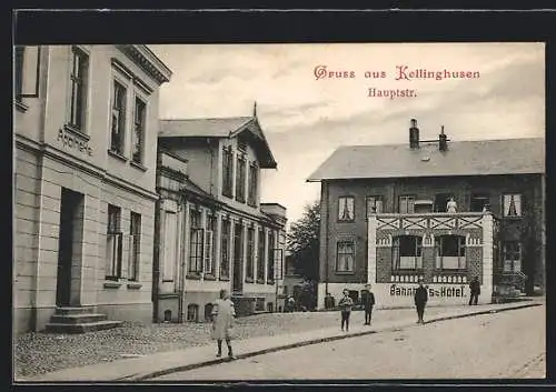 AK Kellinghusen, Hauptstrasse mit Bahnhofs-Hotel